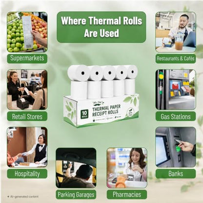 Mr. Pen- Thermal Paper Receipt Rolls, 10 Pack, 3-1/8” (80mm) x 230 ft | 48 GSM Premium Quality Receipt Paper Rolls, BPA-Free, Compatible with Standard POS Thermal Printers & Cash Registers