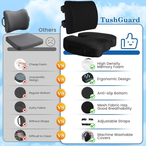 Back&Seat Cushion,Chair Cushions,Lumbar Back Support Pillow,Black/X-Large - color: Black, size: X-Large