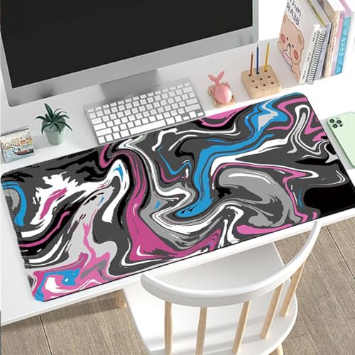 Rcege Large Gaming Mouse Pad Extended Desk Mat with Non Slip Stitched Edge - color: Abstract Purple, size: 23.6L x 11.8W inches