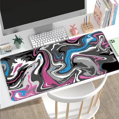 Rcege Large Gaming Mouse Pad Extended Desk Mat with Non Slip Stitched Edge - color: Abstract Purple, size: 31.5L x 15.8W inches