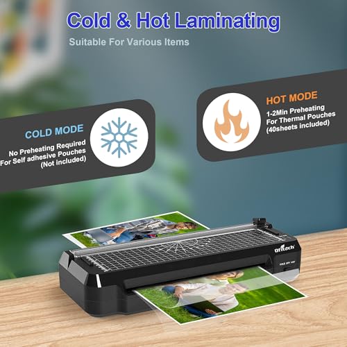 9 inch Laminator Machine with 40 Laminating Sheets, 4-in-1 Thermal Laminator with Paper Trimmer & Corner Rounder, 2-Min Fast Warm Up, Hot & Cold Laminating Machine 8.5 x 11 for Office School Home