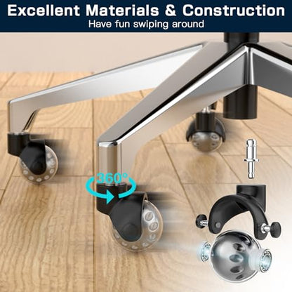 Omyoffice Office Chair Ball Casters 2", 2000LBS Set of 5, Smooth Rolling | Quiet Chair Casters for Hardwood & Carpet, Universal Fit 7/16"x7/8" Stem 11mm, Easy Install, Grey - style: Premium Gray
