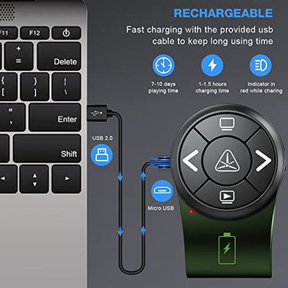 AMERTEER Wireless Presentation clicker for PowerPoint Presentations, RF 2.4GHz Finger Ring Remote, PPT Slides Clicker Pen Rechargeable - size: RF