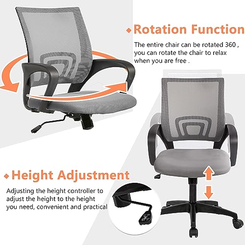 PayLessHere | Office Chair | Grey | Pack of 2 | with Lumbar Support - color: Grey, style: pack of 2