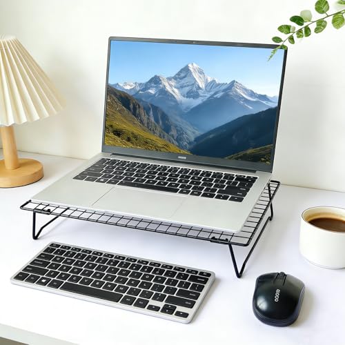 Laptop Cooling Pad Stand with Cooling Mesh, Height Adjustable Metal Laptop Stand for Desk，Ergonomic Notebook Riser Fits Most 10-16 Inch Laptops
