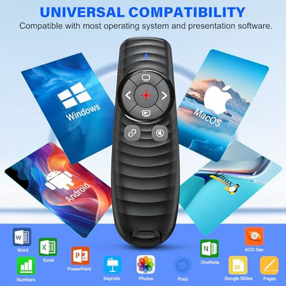 Presentation Clicker Wireless Presenter Remote Clicker for 2-in-1 USB Type C Powerpoint Clicker with Clicker, RF 2.4GHz USB C Presentation Remote PPT Slide Advancer for Mac/Google Slide/Keynote - style: USB C+USB A