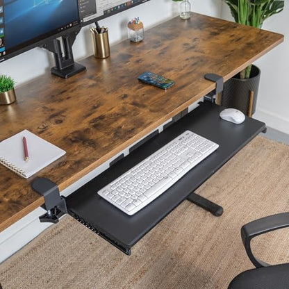 Mount-It! Keyboard Tray Under Desk, 30" (36" Including Clamps) Extra-Wide Pull Out Drawer, No-Drill C-Clamp Mount, Fits Desks 0"–1.77" Thick, Holds 11 lbs, Black - size: 30" x 11"