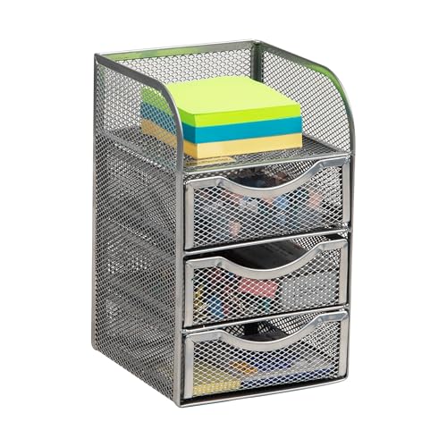 Mind Reader Desktop Accessory Storage, Paper Binder Clip Basket, Workspace, Office, Metal Mesh, 4.75"L x 5"W x 8"H, Silver - color: Silver