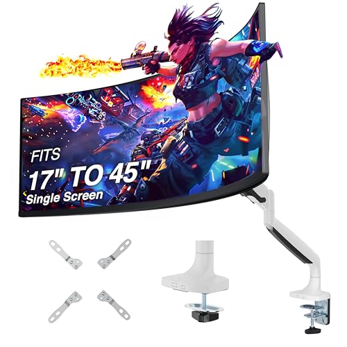 AVLT Single 17"-45" Monitor Arm Desk Mount Premium - White - color: White