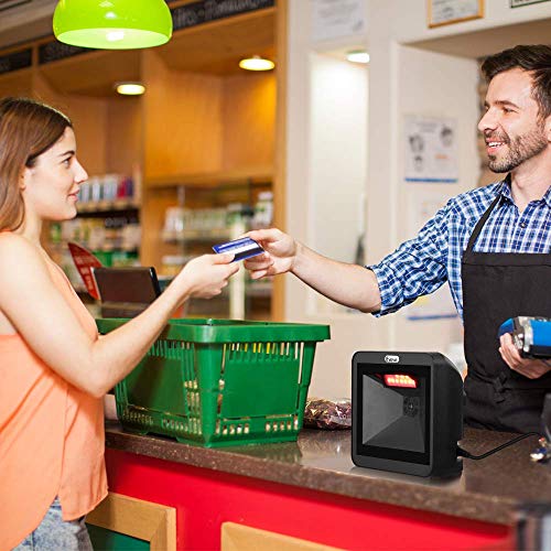 Eyoyo Omnidirectional Desktop Hands-Free Automatic 1D 2D QR Barcode Scanner | Big Scan Window Barcode Reader, Read PDF417 on ID Card, Driver's License, Passport, for Supermarket Library Retail Store