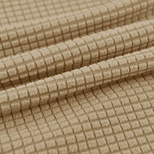LiveGo Stretch Mid Century Modern Armchair Slipcover 1-Piece Jacquard Accent Chair Covers with Arms Soft Waterproof Chair Slipcovers for Living Room Furniture Protector Office (Khaki) - color: Khaki