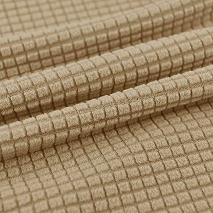LiveGo Stretch Mid Century Modern Armchair Slipcover 1-Piece Jacquard Accent Chair Covers with Arms Soft Waterproof Chair Slipcovers for Living Room Furniture Protector Office (Khaki) - color: Khaki