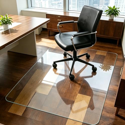 Clear Chair Mat for Hard Floors, 36 x 48 PVC Desk Mat | Clear PVC chair mat protects hard floors from rolling chair casters; suitable for hardwood, tile, laminate and vinyl