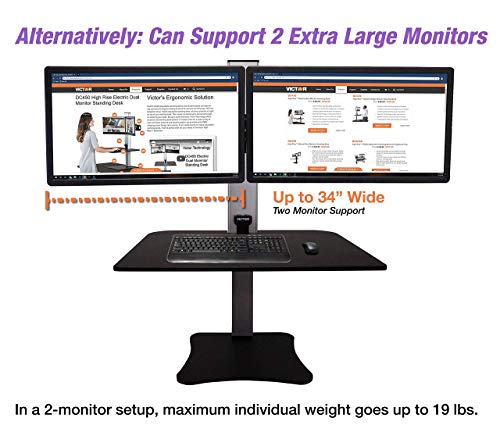 Victor High Rise Electric Sit-Stand Standing Desk Converter, Black - size: Triple Monitor