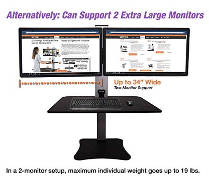 Victor High Rise Electric Sit-Stand Standing Desk Converter, Black - size: Triple Monitor