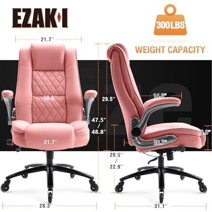 High Back Office Chair, Ergonomic Executive Computer Desk Chair - color: Pink