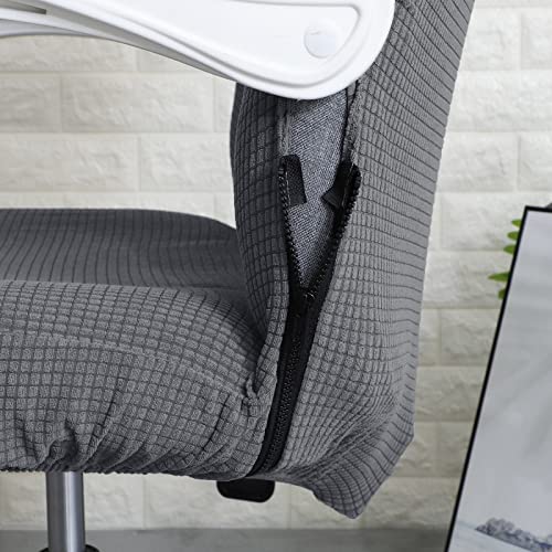 FORCHEER Office Chair Cover Water Repellent Jacquard Armrest Swivel Chair Slipcovers Removable Stretch Universal Computer Chair Cover L with Chair Arm Cover 2P-Dark Grey - color: Dark Grey, size: Large+Chair-Arm Cover