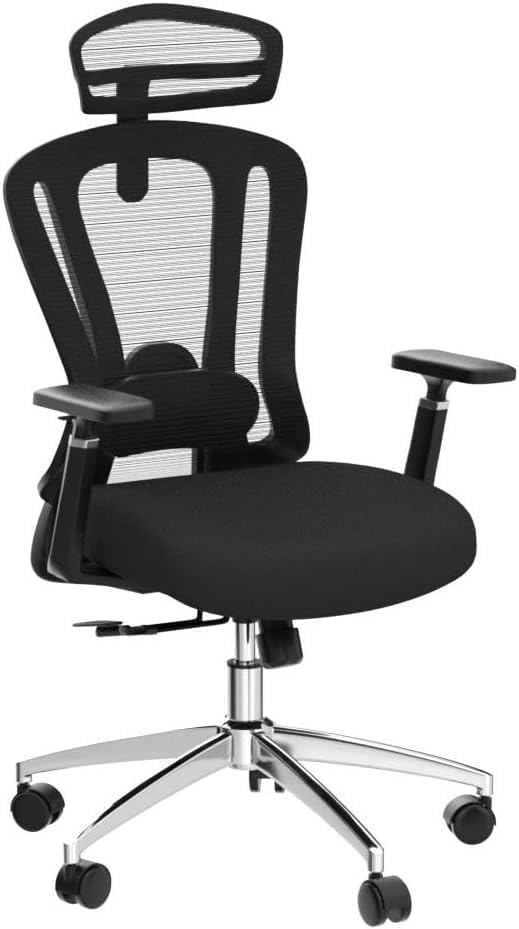 Farini Office Chair Ergonomic Desk Chair, High Back Computer Chair with Wheels, Home Sutdy Chair for Heavy People, Office Chair Adjustable Seat Depth, 3D Armrests and Adjustable Headrest, Black - color: Dark-black