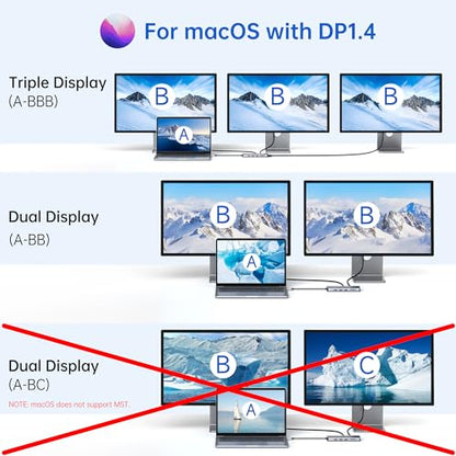 LIONWEI Docking Station Dual Monitor 4K, 13-in-1 USB C Dock for Laptop Mac - color: 13 IN 1(2 HDMI+DisplayPort)