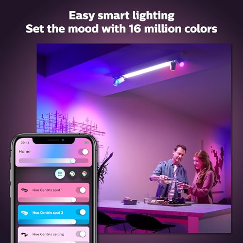 Philips Hue White and Color Ambiance Centris Smart LED Ceiling Light - Includes (1) Color Changing Light Fixture in White with 4 Individually Adjustable Spotlights - Works with Voice - style: 4 Spotlights