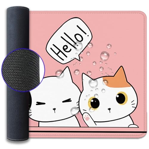 Cute Cats Desk Pad Mouse Pad,Cute Cartoon Lofi Cats Pink Mouse Mat Large,Stitched Edges Non-Slip Waterproof Rubber Base Mouse Mat for Office Home Work Gaming（27.5 x 11.8 in） - color: Lofi Cat