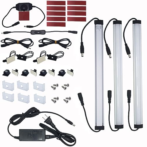 Litever Under Cabinet LED Light Bar Kits Plug in 3 pcs 12 inches Light Bars per Set Warm White 3000K 20W 1000 Lumen Dimmable for Kitchen Cabinets Counters Bookcases (3 Bars Kit-3000K) - color: Warm White 3000k