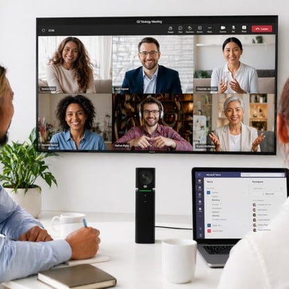 Boom UNO Full HD 1080p Conference Camera & Video Bar, 120° Wide Angle Lens, Full Duplex Speaker & Noise Reducing Mic, USB Plug & Play for Zoom, Teams & Google Meet (Black) - color: Black