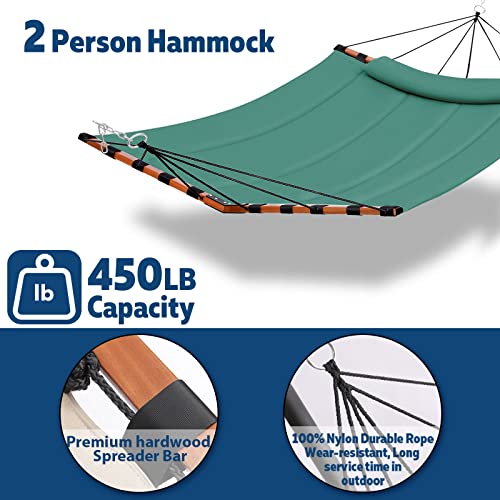 TegerDeger 12FT 2 Person Hammock with V Shaped Spreader Bar -Lake Blue - color: Lake Blue