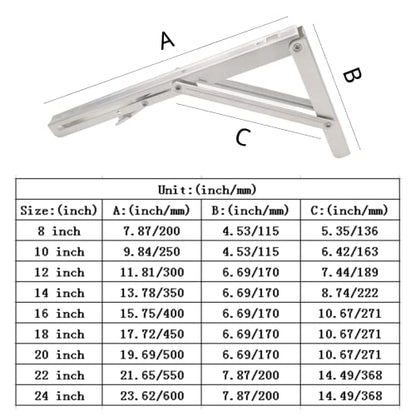 Folding Shelf Brackets 24 inch Heavy Duty,Max Load: 550 lb-Stainless Steel Collapsible Shelf Bracket,Wall Mounted Folding Table Bracket Save Space,Pack of 2 - size: 24 Inch