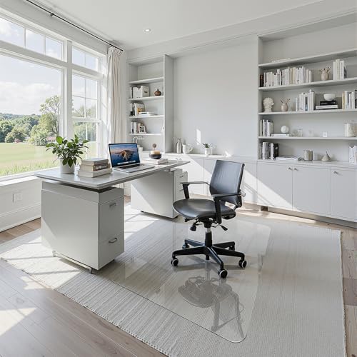 30"x48" Tempered Glass Office Chair Mat for Carpet & Hardwood Floor | 1/5" Thick Clear Floor Protector Desk Chair Mat with Rounded and Polished Edges, Resist Scratching, Cracking, Curling - size: 30"x48"