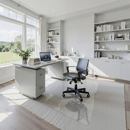 30"x48" Tempered Glass Office Chair Mat for Carpet & Hardwood Floor | 1/5" Thick Clear Floor Protector Desk Chair Mat with Rounded and Polished Edges, Resist Scratching, Cracking, Curling - size: 30"x48"