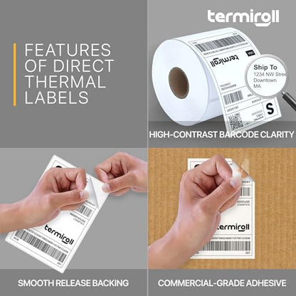 4x6 Thermal Shipping Labels Roll – 350 Precision Cut Direct Thermal Labels, Commercial Grade Strong Adhesive, Compatible with Rollo, Zebra, MUNBYN & iDPRT Printers - size: 4x6 - 1 Roll | 350 Labels