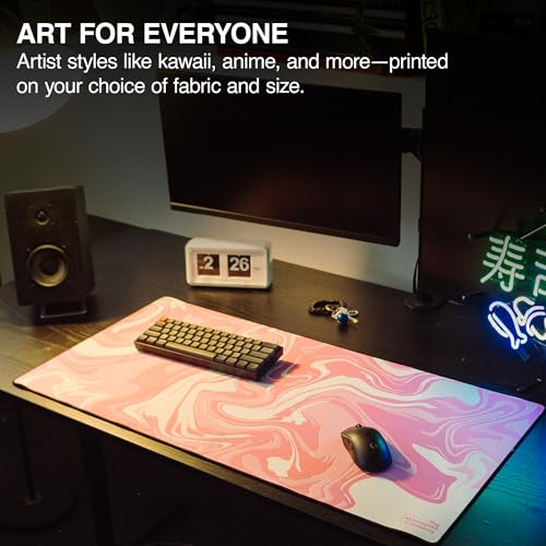 Pink Large Gaming Desk Pad, 36" x 17" Duraglyde Non-Slip Desk Mat | Strata, Durable Surface, Washable Fabric, Smooth Glide, Stable Grip, Keyboard and Mouse Pad for Everyday Use - color: Duraglyde Pink, size: 36L x 17W inches