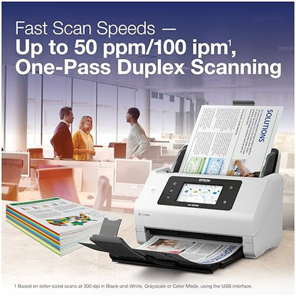 Epson DS-800WN EdgeLink Wireless Network Color Document Scanner | Duplex Scanning 100-Sheet Auto Document Feeder 4.3 in Color Touchscreen 50 ppm Scanning Speed