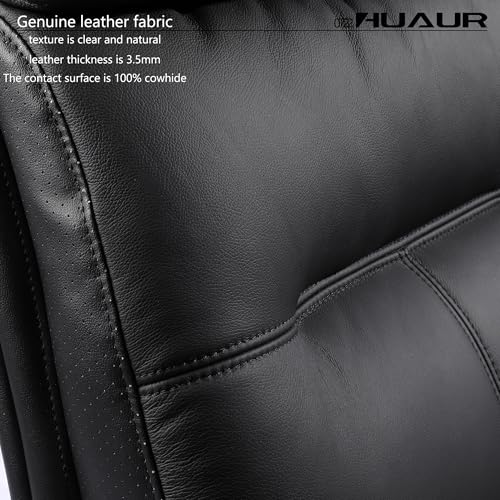 Genuine Leather Modern Executive Chair High-Back Support 90 to 150 Degrees Tilt and Upholstered Home Desk Chair with Base 360LB Capacity Swivel Computer Office Chair (Black) - color: Black