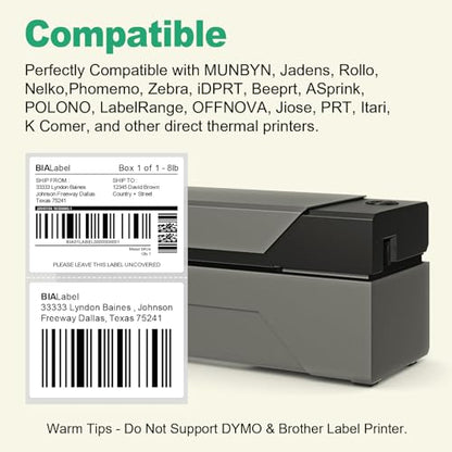4 x 3 Inch Direct Thermal Labels, 12 Rolls, 6,000 Labels | Compatible with Zebra, Rollo and Other Desktop Direct Thermal Printers, Permanent Adhesive, Easy-Tear Perforations - size: 4" x 3"