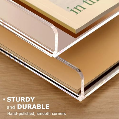 SANRUI 4 Tier Clear Desk Paper Letter Organizer Trays, A4 Stackable File Document Tray, Acrylic Desk Organizers and Accessories Sorter, Workspace Office Supplies Organizers,12.4inx8.86inx6.64in - style: Thin 4 Tier Trays