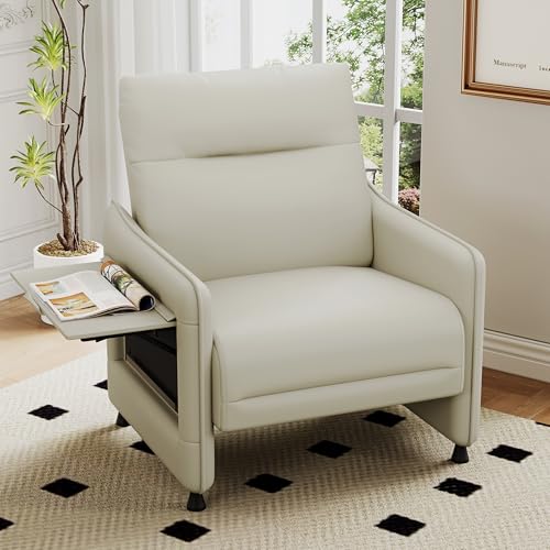 Alunaune Upholstered Living Room Chair Armchair Set of 2, Mid Century Accent Chair, Reception Couch Slipper Club Lounge Chair Guest Comfy Single Sofa with Sidetable for Bedroom-Beige - color: Beige, size: 2 Chairs