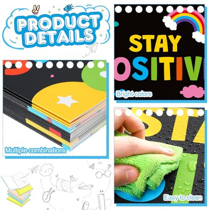 Honoson 24 Pcs Inspirational Privacy Folders for Students | Cardboard Desk Shields with Motivational Words, 6 Designs for Classroom Study, Tri-fold Exam Dividers, Bulk Test Boards - style: Colorful