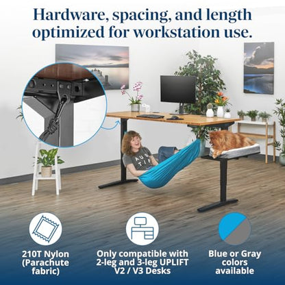 UPLIFT Desk Under Desk Hammock – Hammock for Office, Ergonomic Office Supplies Perfect for Rest & Relaxation, Durable and Easy to Use (Blue) - color: Blue