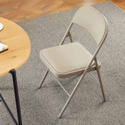 DUMOS Padded Folding Chairs 2 Pack, Outdoor Foldable Chairs - color: Kahki, size: 2 Pack
