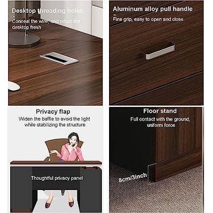 Home Office Computer Desk with 3 Drawers,Wood Frame Writing Desk Laptop Study Table with Large Desktop Surface,Study Desk Workstation with CPU Storage Cabinet