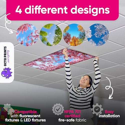 Fluorescent Light Covers for Ceiling Lights Classroom Magnetic Seasons 4pk - color: 4 Seasons