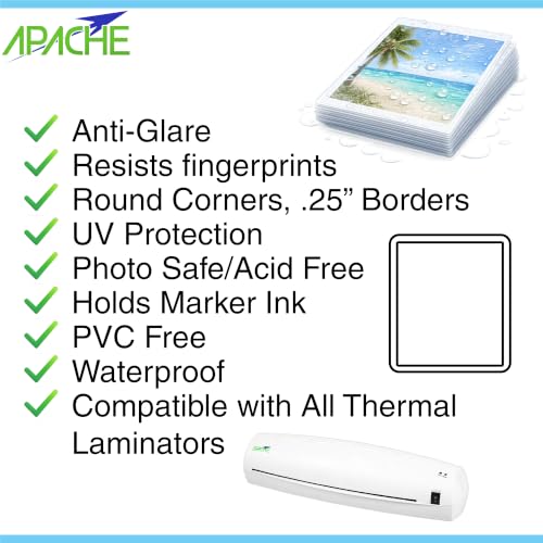 Apache Letter Size Matte Laminating Pouches, 5 Mil, 15 Pack, Holds 8.5 x 11 Inch Projects (9x11.5" Pouch Size), Thermal Laminator Laminating Sheets, Clear, Round Corners, Elite Specialty Line - size: LETTER Matte 5mil 15 Pack Elite Specialty