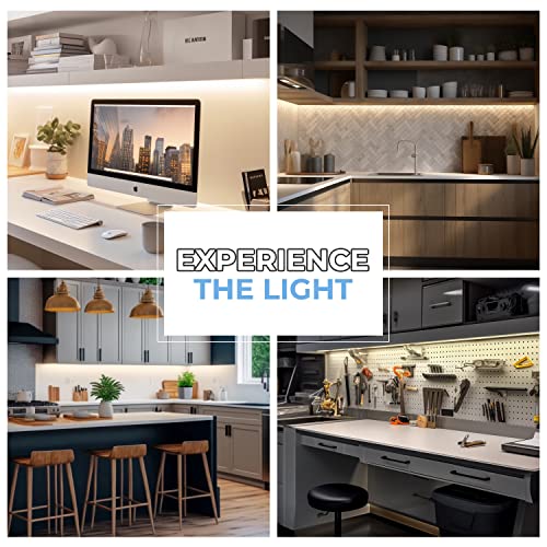 EShine Hand Wave Activated Under Cabinet LED Lighting Kit, Dimmable, 3-Pack 7 in - Touchless Dimming Control, Black Under Counter Lights for Kitchen, Garage, Office, Shelf - Warm White (3000K) - size: 3 pack