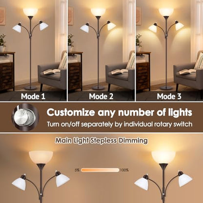 Coucrek Torchiere Floor Lamps for Living Room, 72" Dimmable Reading Lamp - color: Brown