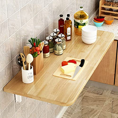 Fold Down Wall Mounted Dining Table Solid Wood Wall Mounted Folding Table For Kitchen With Brackets For Space Saving Desk Office Home Office Desk - Capacity 110lb ( Size : L70xW50cm/L27.6xW19.7in ) - size: L70xW50cm/L27.6xW19.7in
