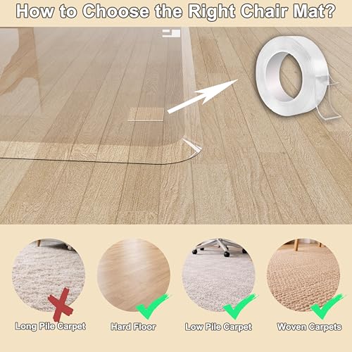 MESAILUP Beveled Edge Office Chair Mat for Carpet or Hardwood Floor-32”x46” - size: Beveled Edge-32"x46"