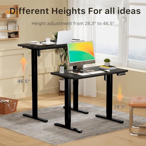 JOY worker 35" Small Electric Sit Stand Desk, Whole Piece Height Adjustable - color: Black, size: 35" * 20"