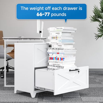 BYNSOE 2 Drawer Lateral File Cabinet Metal Filing Cabinet with Lock Office Home Steel Lateral File Cabinet for A4 Legal/Letter Size Lockable Wide Metal Cabinet,Assembly Required - color: White, size: 2 Drawers-3
